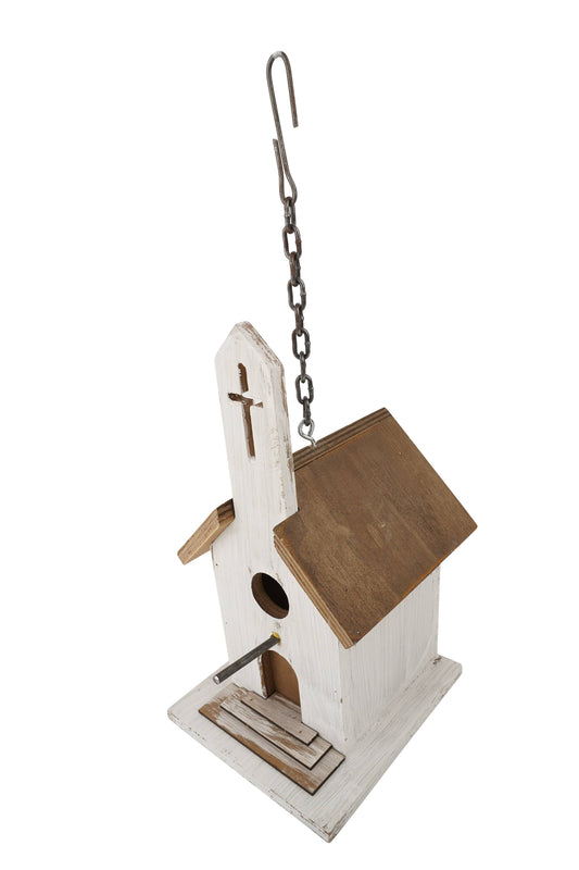 Wood Top Church Birdhouse