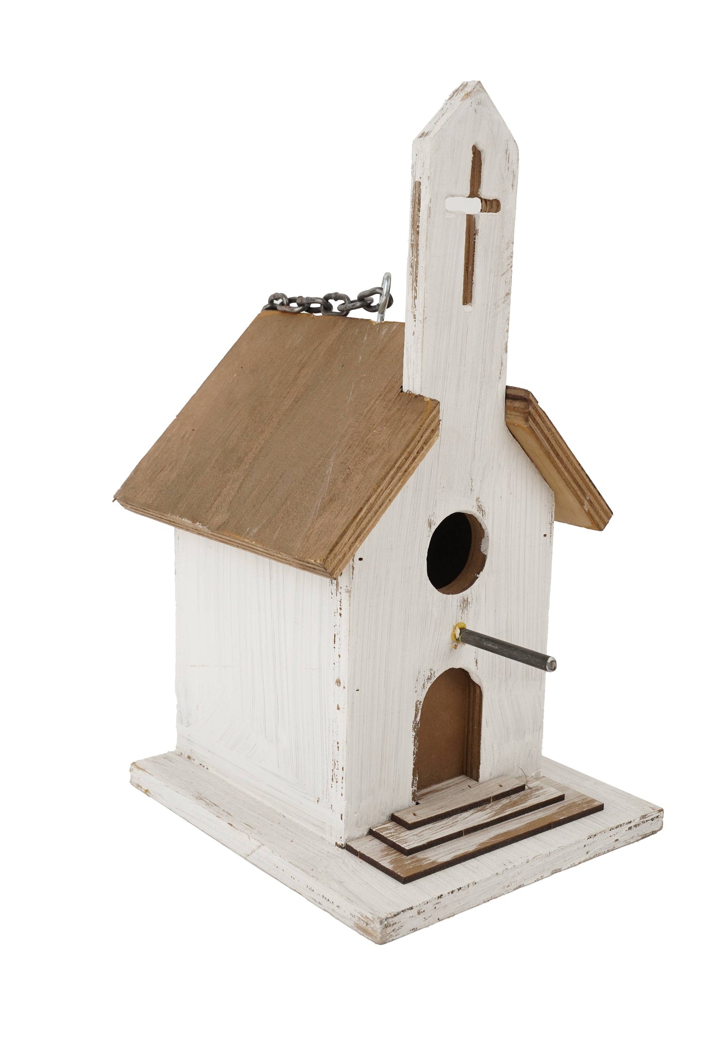 Wood Top Church Birdhouse