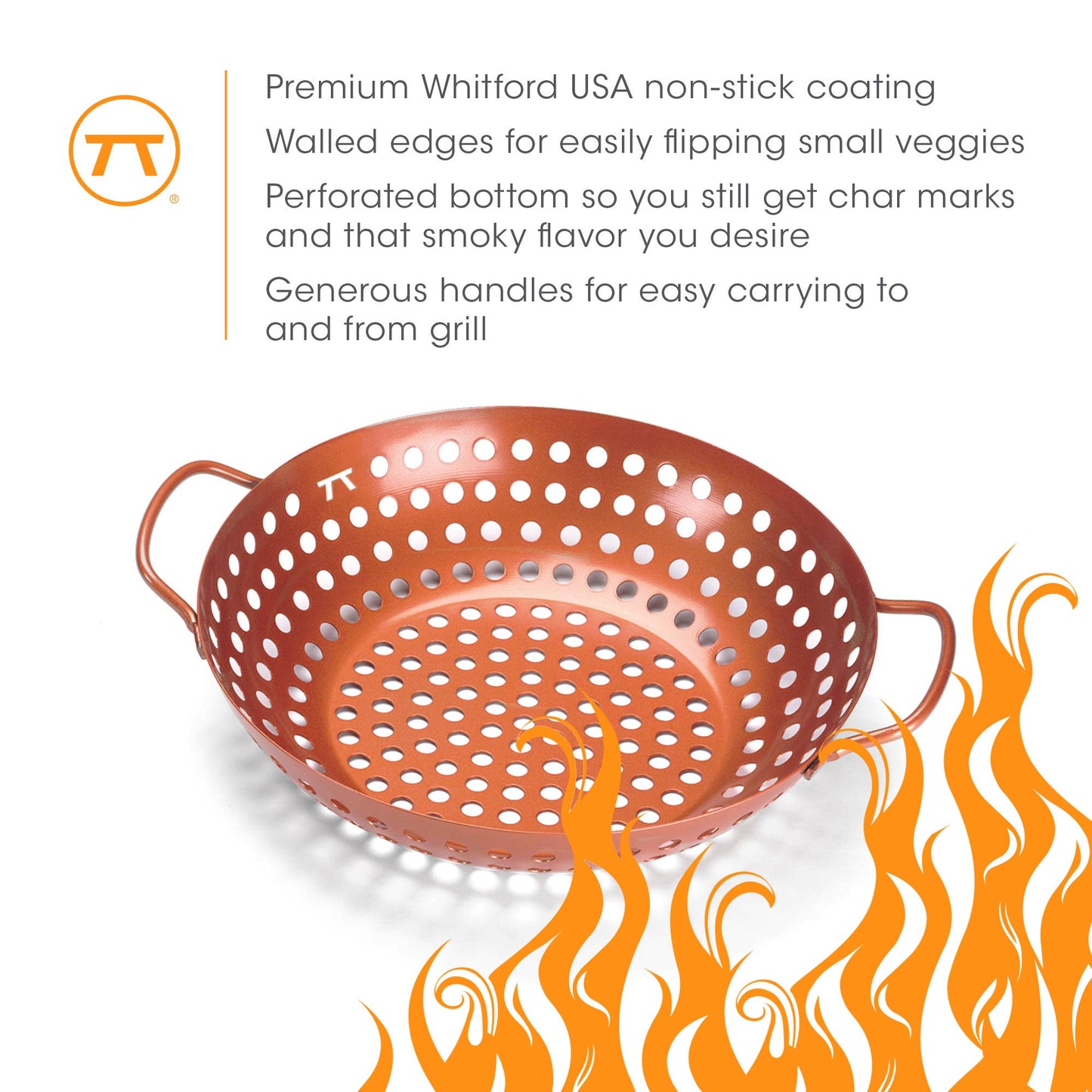 Round Grill Wok, Copper Non-Stick, 10.75"