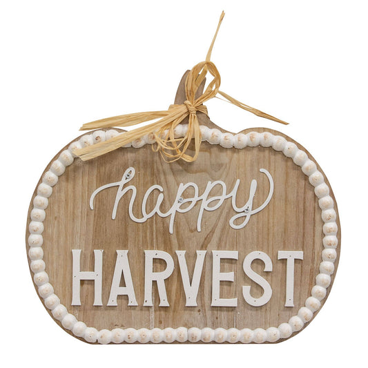 Happy Harvest Beaded Wood Pumpkin