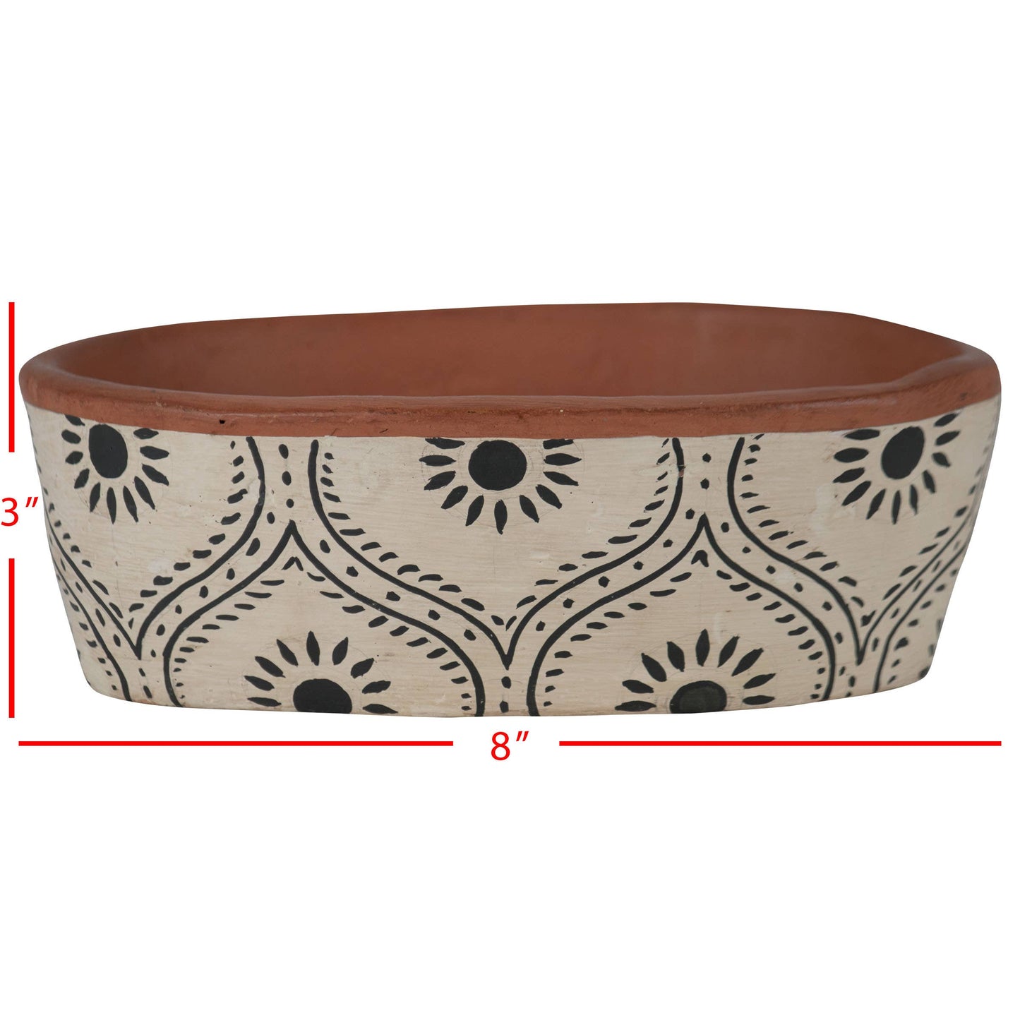 Jenica Oval Terracotta Planter, Hand Painted Floral