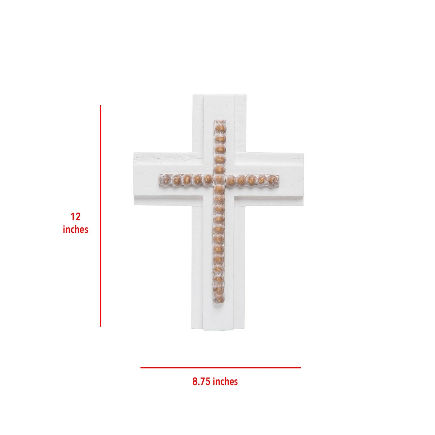 White Wood and Natural Bead Easter Wall Cross