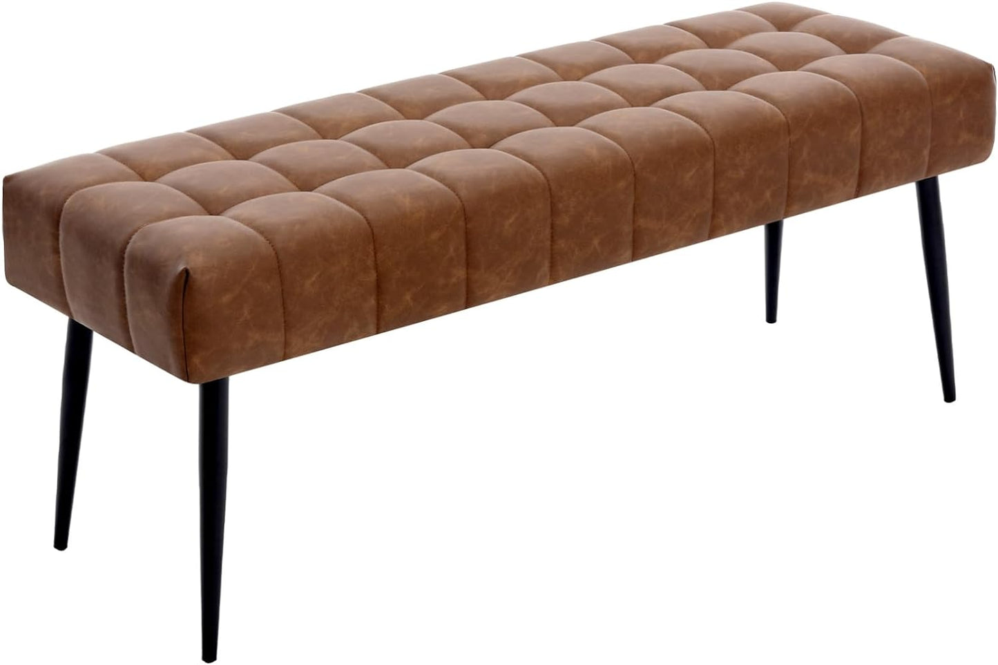 Faux Leather Bench with Metal Legs