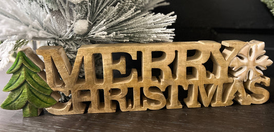 Enamel Merry Christmas Wooden Sign