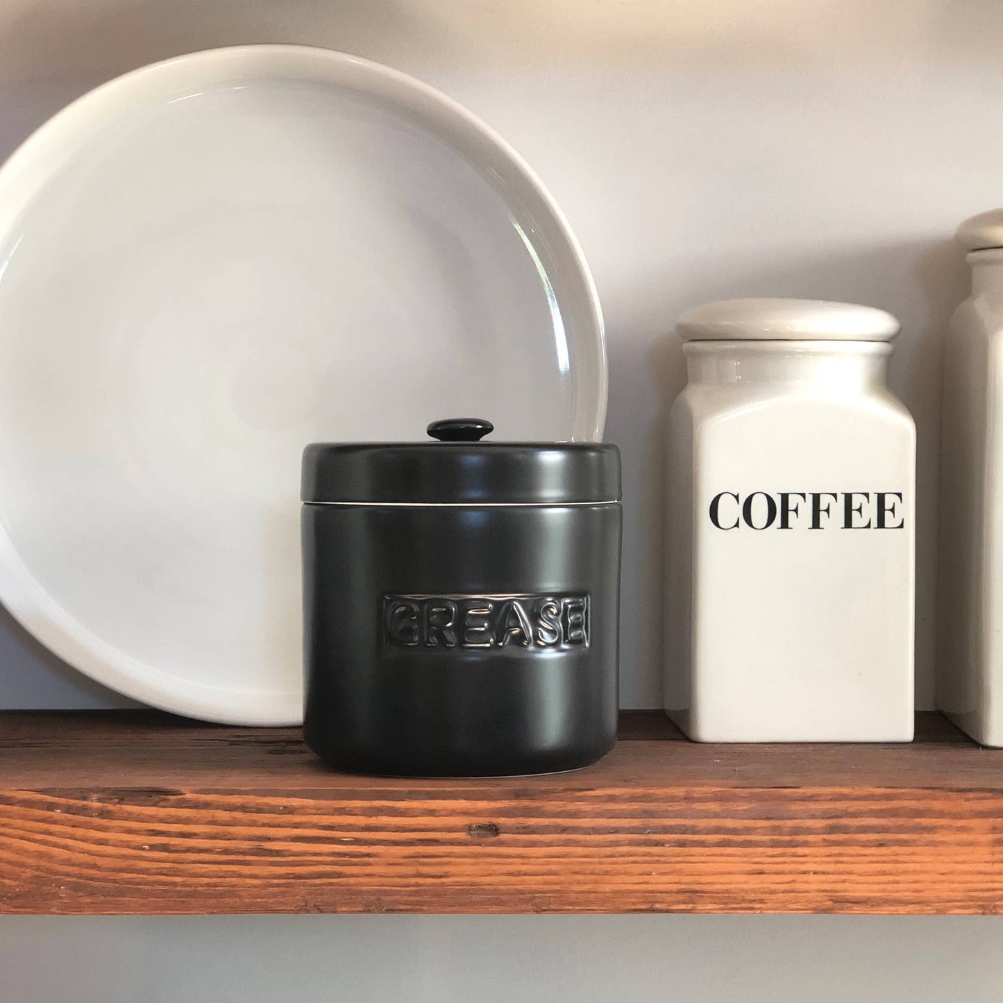 Grease Container, Black Porcelain