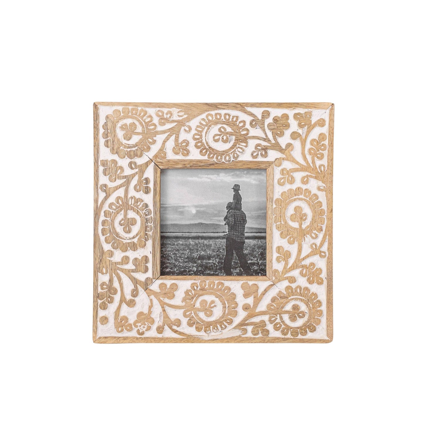 Mae 4x4 Photo Carved Floral Picture Frame Mango Wood