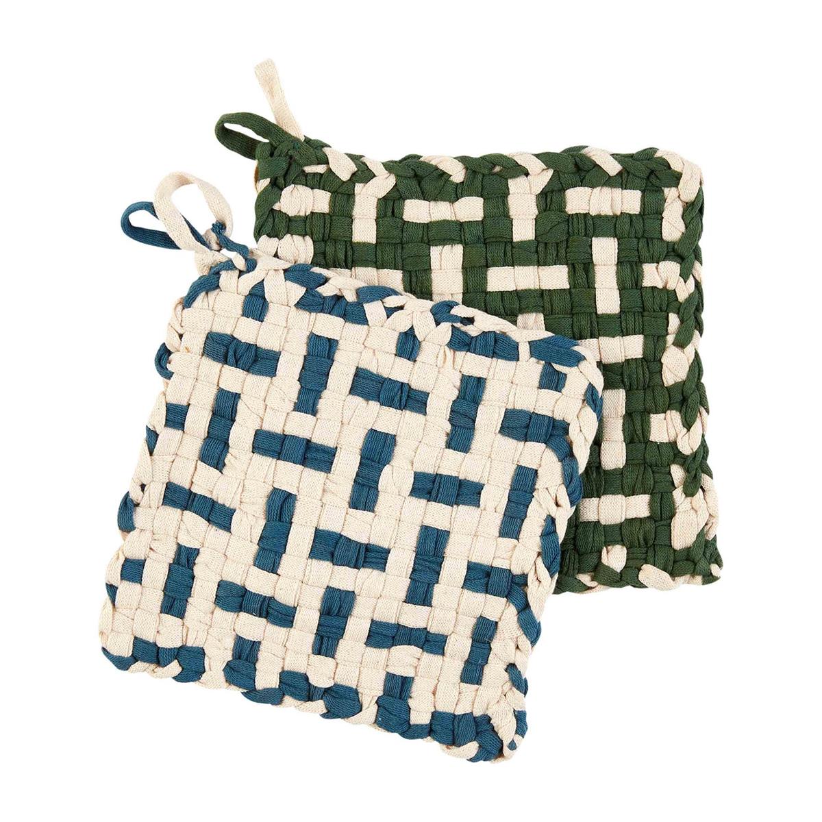 Green Woven Pot Holder Set