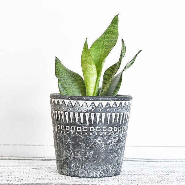 6.25" Grey Boho Planter