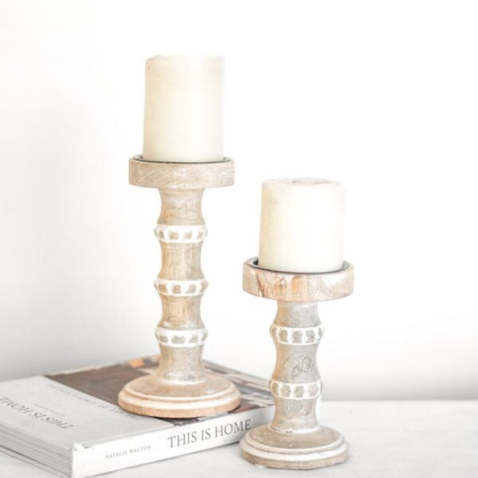 Set of 2 Bead Pattern Candle Holders