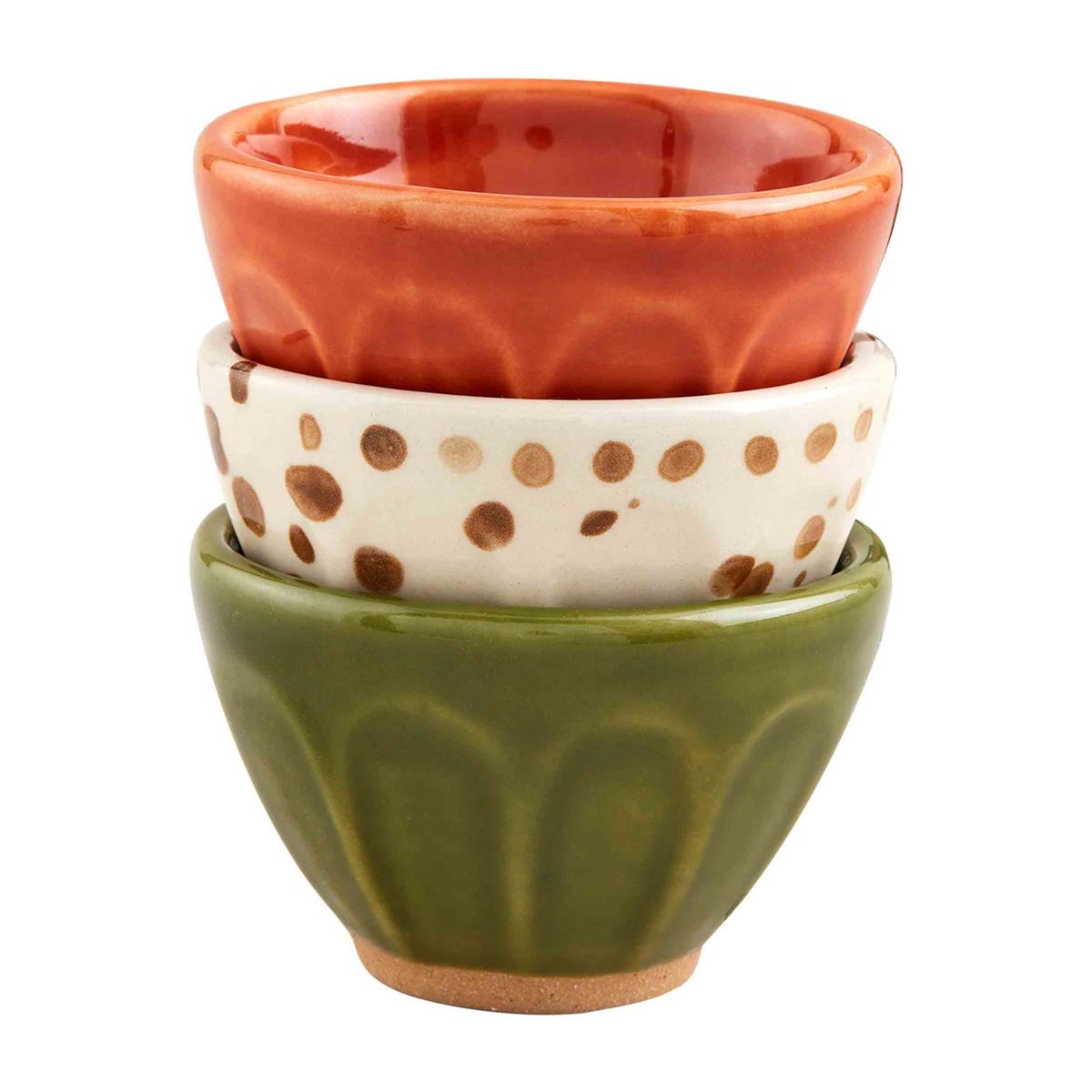 Orange, Rust, Green Splatter Dip Bowl Set